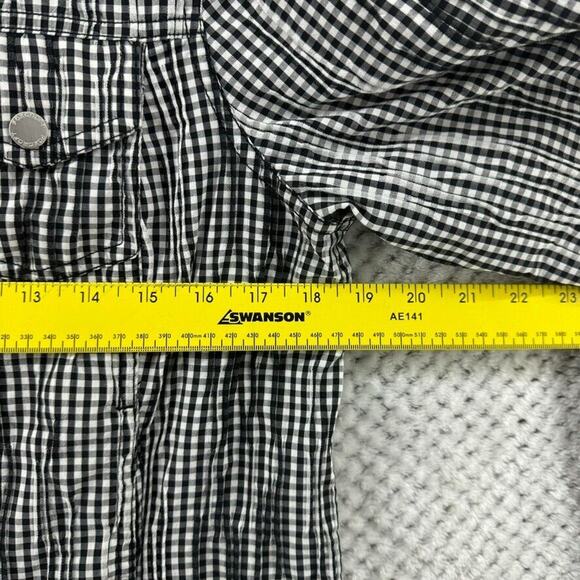 Foxcroft Jacket Women S Crinkled 3D Black White Gingham Checked Snap Button - Picture 13 of 14